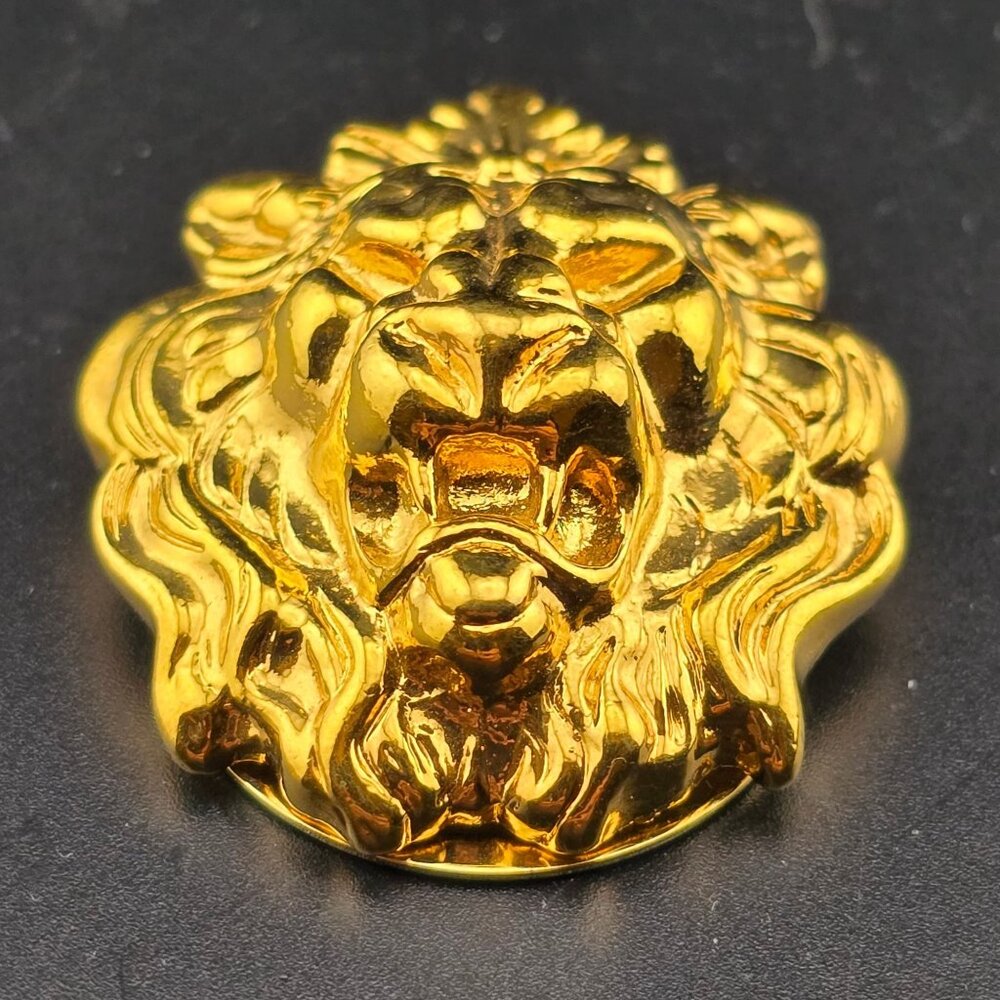 Gold-Tone Lion Head Scarf Clip Vintage Style Accessory - Picture 2 of 10